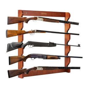 VEVOR Gun Rack, Wood Gun Rack Wall Mount, Gun Display Rack holds 5 Rifles, Shotguns, 132 lb Heavy Duty Wall Storage Display Rifle Rack with Soft Paddi