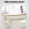 VEVOR Double Quilted Fabric Hammock, 12 FT Double Hammock with Curved Spreader Bars, 2 Person Quilted Hammock with Detachable Pillow and Chains for Ca