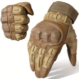 Tactical Gloves for Men - Touch Screen, Non-Slip, Full Finger Protection for Shooting, Airsoft, Military, Paintball, Motorcycle, Cycling, Hunting, Hik (Color: Brown, size: L)