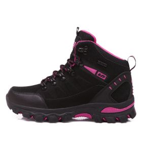 Waterproof Hiking Shoes Men Women Sneakers Mountain Climbing Shoes Outdoor Unisex Sport Hunting Boots Men Trekking Shoes (Color: black pink, size: 38)