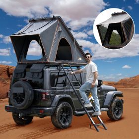 Explorer Rooftop Tent Hardshell with Luggage Racks&Replaceable Netting Rain Curtains, Truck Bed Tent for Camping, Pop Up Roof Top Tents for Truck Jeep (Color: Black Gray)