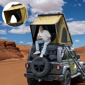 Explorer Rooftop Tent Hardshell with Luggage Racks&Replaceable Netting Rain Curtains, Truck Bed Tent for Camping, Pop Up Roof Top Tents for Truck Jeep (Color: Desert Khaki)