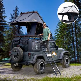 Adventurer Rooftop Tent Hardshell with Luggage Racks&Replaceable Rain Flies, Truck Bed Tent for Camping, Pop Up Overland Roof Top Tents for Truck Jeep (Color: Black Gray)