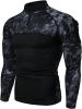 Men's Casual Camouflage T-Shirts Splicing Craft Slim Fit Shirts Zipper Neckline Long Sleeve T-Shirts